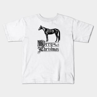 Merry Christmas with Horse Vintage Illustration Kids T-Shirt